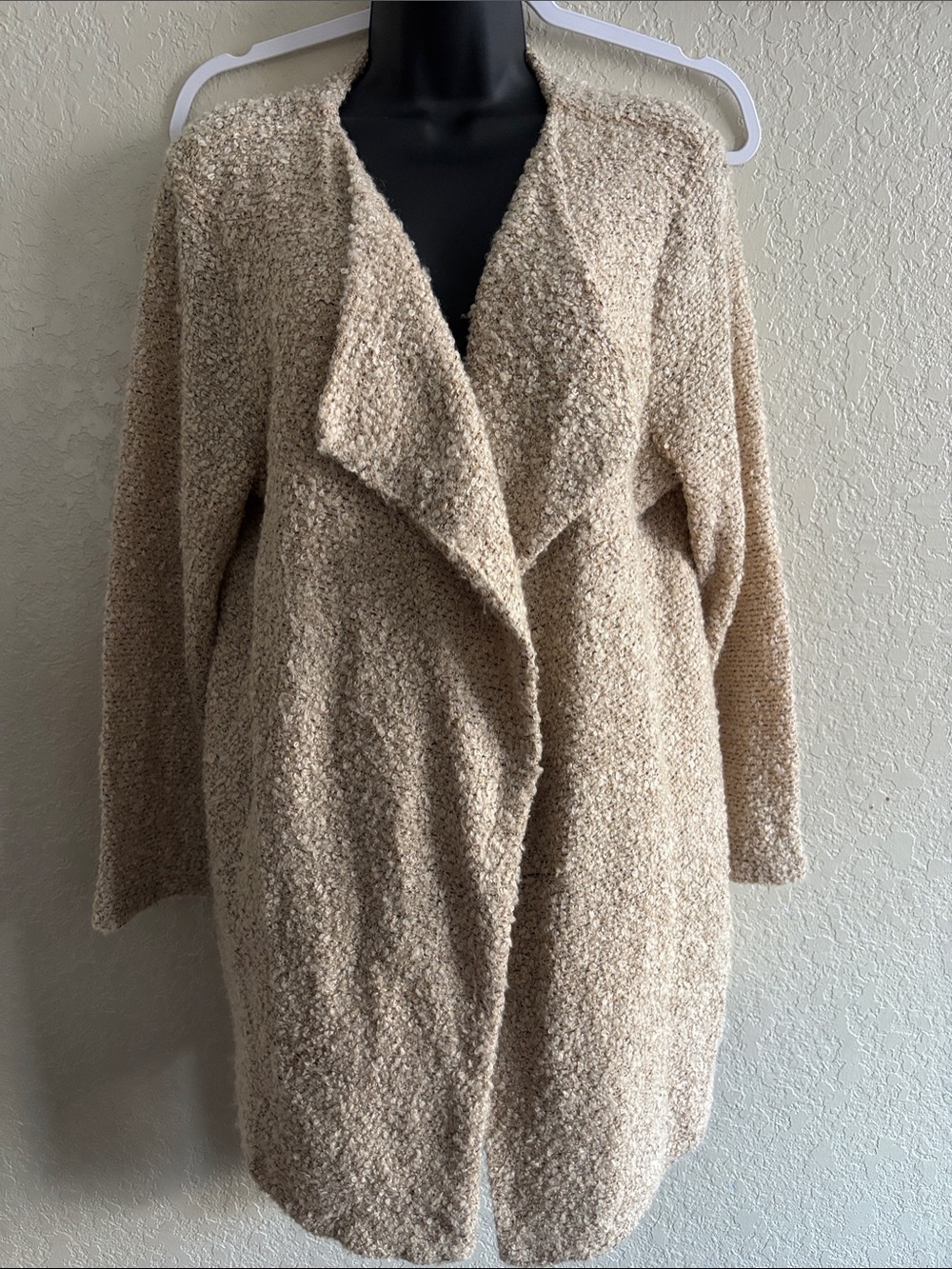 Calvin Klein Beige Bouclé Open Front Cardigan